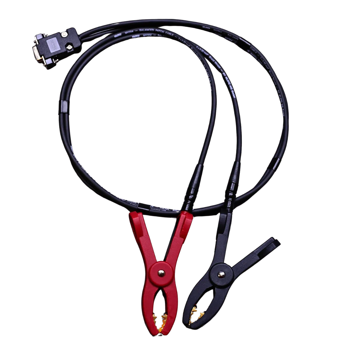 Test leads 1m with compact 25mm terminals for DBT-12+ tester, brass contact, slim design for hard-to-reach batteries