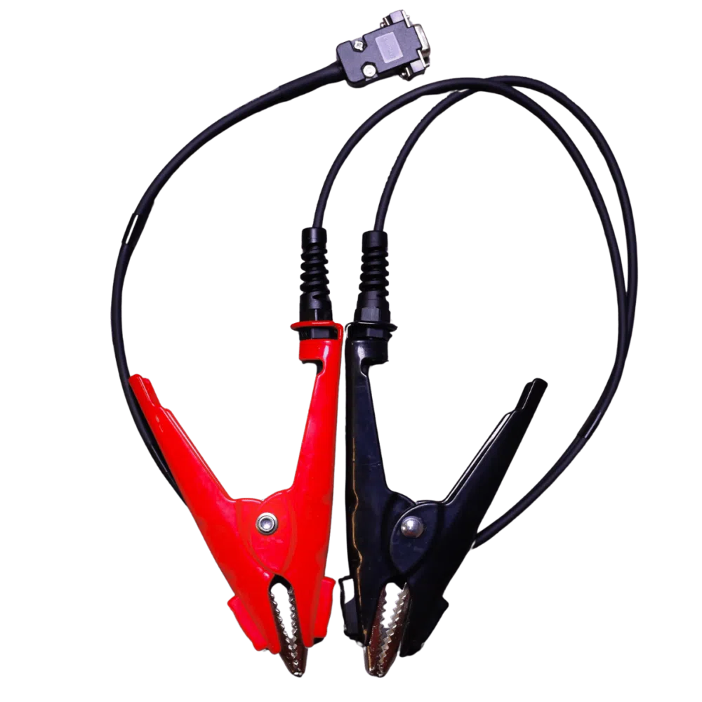 Câble EXTREME pour DBT-12+ avec pinces métalliques Kelvin Câble de mesure 1m 100A pour testeur de batterie DBT-12+ Pinces Kelvin avec tige dentelée pour batteries de motos Câble pour diagnostic de batterie avec design non standard